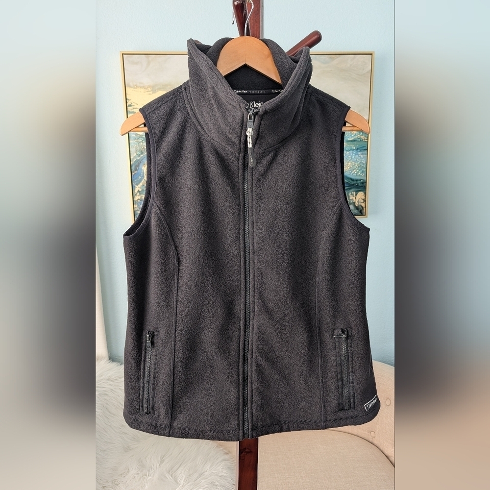 Calvin Klein Performance Fleece Full Zip Vest Size XL Dark Gray